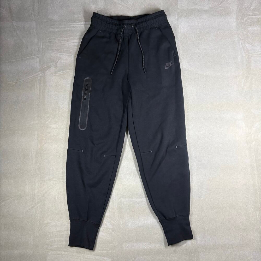 Nike Tech‎ Fleece Jogger Pants Womens Small Black Tapered Sweatpants Tech